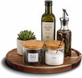 12" Acacia Wood Lazy Susan Turntable Countertop Organizer for Kitchen