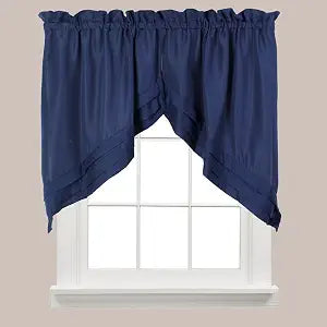 SKL Home Holden Curtain Tier Pair, 57" x 30", Navy, 2 Count