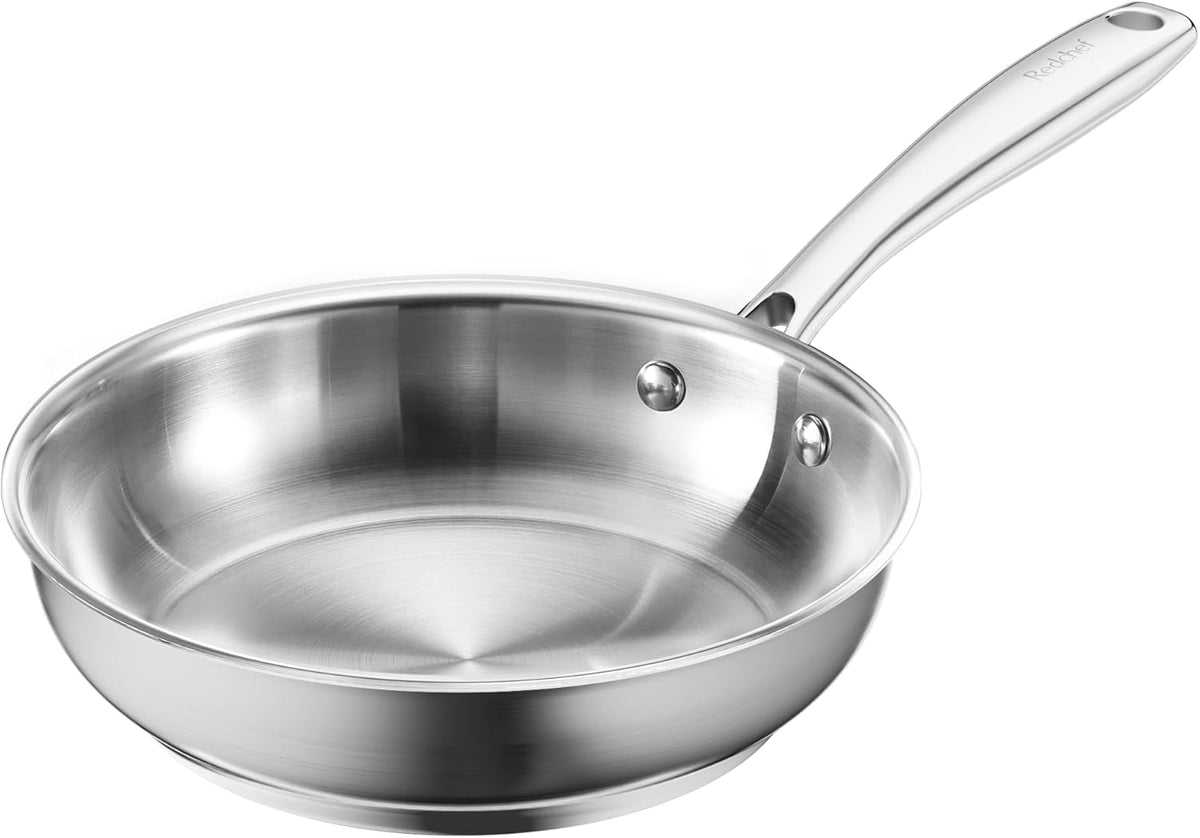 Redchef Stainless Steel Pan 8 Inch Small Frying Pan Thickened Open Skillet