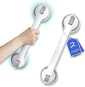 Shower Grab Bar, Suction Grab Bars for Shower, 2 Pack 16.11 Inch Shower Handles for Elderly Suction, Bathroom Grab Bars for Seniors, Shower Grab Bars Suction Heavy Duty, Waterproof No Drilling