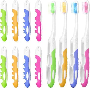 EasyHonor 12 Pack Bulk Travel Toothbrush with Folding Portable Design and Soft Bristles, for Camping, Hiking, Travel, School