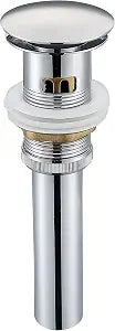Stainless Steel Pop up Drain for Bathroom Sink Inst Sink Drain with Detachable Basket, Polished Chrome Drain Component with Overflow Bathroom Sink Drain