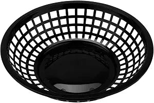 G.E.T. 8" Black Round Serving/Bread Plastic Basket (Set of 12)