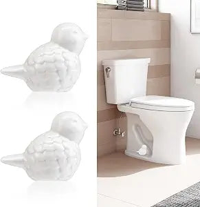 White Ceramic Birds Toilet Bolt Covers, 2 Pack Decor Ornaments