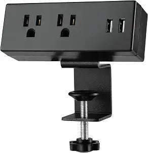 Desk Clamp Power Strip with USB Ports Desktop Mounted Power Outlets Table Edge Power Charging Station 6.56 FT Extension Power Cord for Home Office Conference UL/ETL Certificated