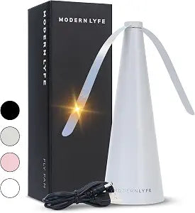 Fly Fans for Tables by Modern Lyfe - AA Battery & USB Powered - Fly Swatter Outdoor Camping Accessory Or for Food at Parties, Restaurants & Picnics, Bug Fan, Spinner Keeps Flies Away (1 Pack - Grey)