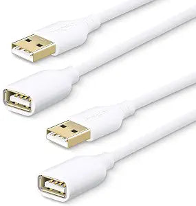 Fasgear USB Extension Cable, 2 Pack, 10ft, White