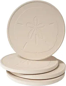 CounterArt Sand Dollar 4 Pack Embossed Stone Coaster Set