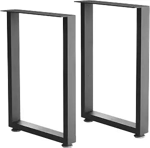Metal Table Legs Heavy Duty Square Tube Desk Frame Industrial Dining/Coffee/Computer Table Legs, Set of 2(Rectangular, 16 inch)