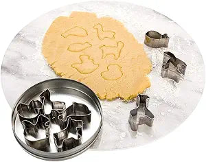 Restaurantware Pastry Tek 8-Piece Animal Cookie Cutters 1 In Tin Box Farm Animal Cutters - Mulitple Shapes Precise Outlines Metal Animal Cutters Set For Desserts Or Treats
