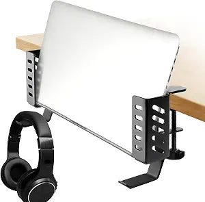 Desk Laptop Stand,No-Drill Desktop Mount,Hanging Holder for Desk - Clamp Storage for Laptops/Book/Keyboards/Headphone/Backpack Black