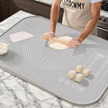 LCOCWMYS Silicone Pastry Mat, 31" x 24" Dough Rolling Mat with Raised Lip