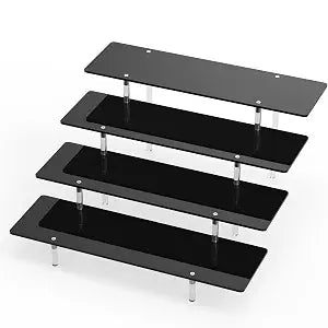 CHONOVO 4 Tier Acrylic Display Riser Stand, Black Shelf 12x10x7.8 in