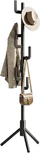 Yoobure Solid Wood Coat Rack - Cactus Coat Tree Freestanding with 8 Hooks, Coat Hanger Stand with 3 Adjustable Sizes for Jacket, Hat, Clothes Stands for Hall, Entryway, Bedroom, Office, Living Room
