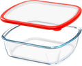 2.7 QT Square Glass Baking Dish with Red Lid, 9x9 Deep Oven-Safe Dish