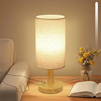 Touch Bedside Table Lamp with Stepless Dimming, USB Powered