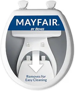 Mayfair Athens Toilet Seat, Easy Clean Hinges and Durable Wood Seat, Round, White