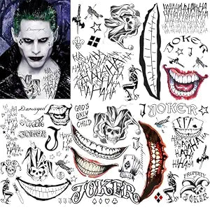 5 Sheets 3D Tattoos Hand Halloween Makeup Kit, Prison Ghost Clown Damaged Face Tattoo For Men Women Adults, Scary Prisoner Fake Temporary Tattoo Stickers Halloween Accessory Costume