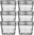 Ball Regular Mouth Quilted Crystal Jelly Jars with Lids and Bands, Used for Canning, Pickling, Juice, Jam, Jelly, Quarter Pint Size 4 Ounce (Pack of 6)