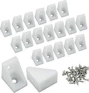 Plastic Corner Brackets, White, 1.06 x 1.06 x 0.51 inch