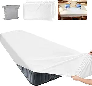 Universal V-Berth Bedding Sheet, 3 Piece 100% Egyptian Cotton 600TC Boat V Berth Bed Sheet Set, 8 Inch Deep Pocket, Durable & Washable