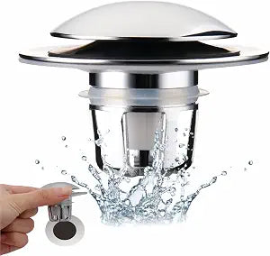 WELLUP Bathroom Sink Stopper,Sink Drain Stopper Pop Up Strainer Chrome
