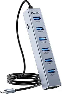 USB Hub 7 Port,USB C to USB Hub,Aluminum Alloy USB 3.0 Data Port