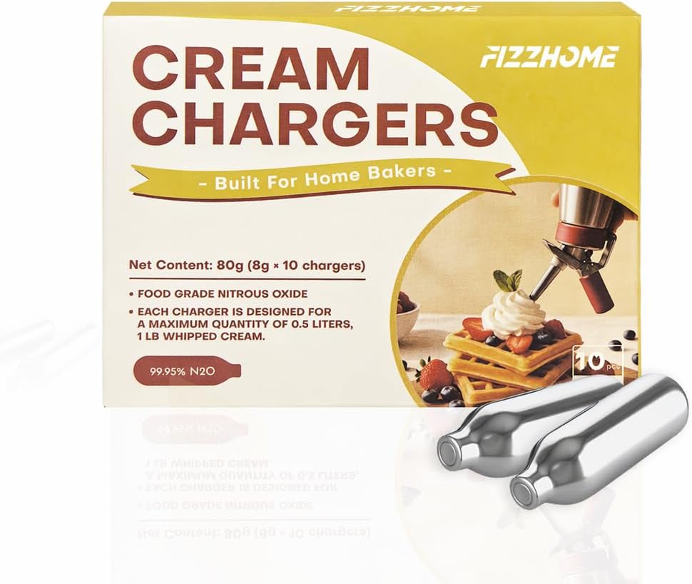 10-Pack 8g N2O Cream Chargers, Food Grade