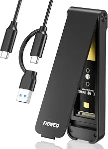 FIDECO M.2 NVMe SSD Enclosure, M.2 NVMe to USB Adapter, USB 3.2 Gen 2 (10Gbps) SSD Reader for M & M+B Key, Sandwich Style Design, Tool-Free Installation, Support UASP and Trim
