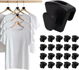 60 Pack Space Saving Hanger Hooks, Black Plastic Triangle Hangers, Connector Hooks for Closet Organizers and Storage in Dorms and Homes