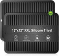 Extra Large Silicone Trivet 16x12 Inch, Hot Pads for Kitchen-446F Heat Resistant Hot Pads for Kitchen Counter,Pot Holders for Kitchen, 2 Pieces, Black