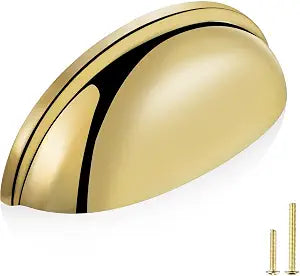 QOGRISUN 5-Pack Unlacquered Brass Cabinet Cup Pulls, 3 Inch Hole Center