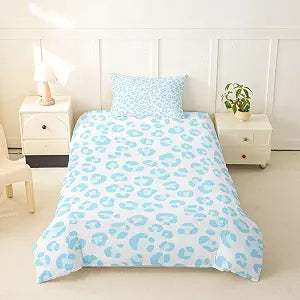 Erosebridal Light Blue Leopard Duvet Cover Set Cheetah Print Twin Bedding Sets for Girls Youth Boys Watercolor Leopard Skin Comforter Cover Wild Safari Theme Bed Set