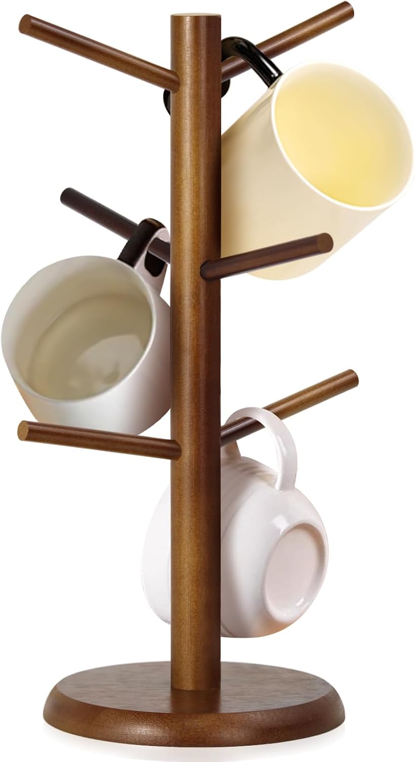 Mug Holder Tree with 6 Hooks (Brown)