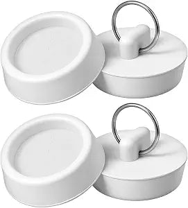 4 PCS 1-9/16 Inch to 1-5/8 Inch Rubber Drain Stopper with Hanging Ring, Plug for Bathtub Drain, White Bath Tub Plug, Bathroom Rubber Sink Stopper for Bathroom Kitchen Sink Tub Drains