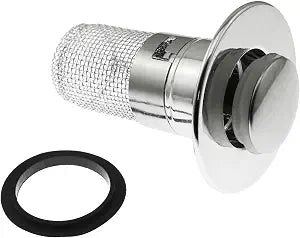 Bathroom Sink Anti clogging Pop up Filter Brass Bullet Filter Core with Removable Stainless Steel Debris Hair Collector Suitable for 1.34 to 1.57 inch Drain Hole Silver