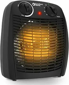Comfort Zone Indoor Space Heater with Adjustable Thermostat, Fan Forced, Electric, Overheat Protection, Safety Tip-Over Switch, Energy Efficient, Ideal for Home, Bedroom, & Office, 1,500W, CZ45EBK