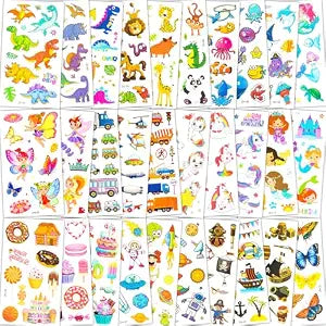 Habett Temporary Tattoos for Kids, 300+ Mixed Styles
