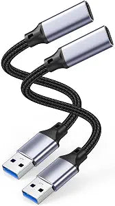 USB C Female to USB A Male Adapter Cable 2-Pack, 6in, 10Gbps OTG