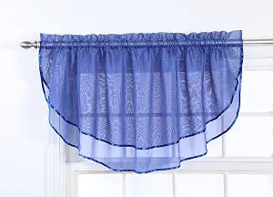 Stylemaster Elegance Sheer Voile Ascot Valance, 60" x 24", Cobalt