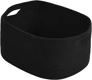 ECDYQXVU 15x10x9 Inch Woven Cotton Rope Storage Basket, Black, 1 Pack