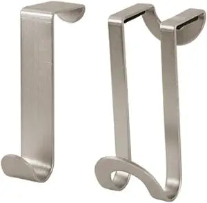 Spectrum Over Cabinet Door Hook 2 Pack Kitchen Cabinet Organizer for Towel Holder Storage, Over the Cabinet Hooks for Hand Towels and Dish Cloths, Brushed Nickel
