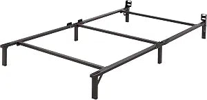 Amazon Basics Metal Twin Size Bed Frame, 6-Leg Base for Box Spring and Mattress Support, Tool-Free Easy Assembly, Black