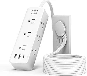 MSCIEN Flat Plug Extension Cord 5 FT, 6 Outlets, 3 USB, Surge Protector