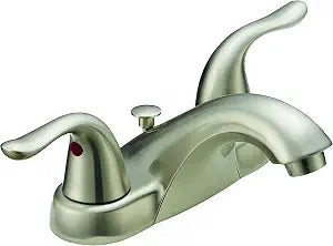 EZ-FLO Two-Handle Low-Arc Bathroom Faucet, Brushed Nickel, 10191
