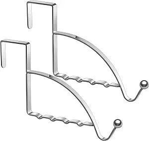 Hotop 2 Pcs Metal Over The Door Hooks, Clothes Hanger, Silver