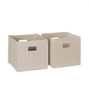 RiverRidge Folding Storage Bins - 2-pack of 10in Tall Taupe Cubes