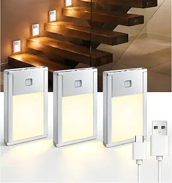 VST 3 Pack Rechargeable Stair Lights Motion Sensor 1800mAh Battery Powered