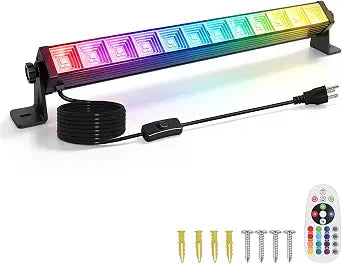 24W RGBW LED Black Light, RGB Color Changing LED Strip Lights with Plug, RGBW Light Bar IP54 Waterproof Outdoor Lighting for Christmas Halloween,1 Pack