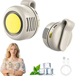 Personal Fan, Portable Clip On Fan for Shirt, USB Rechargeable, White